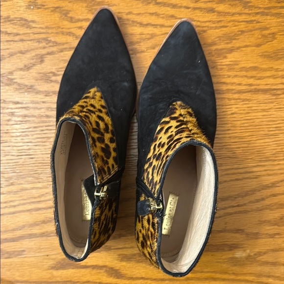 Leopard Print Black Ankle Boots - Picture 3 of 5